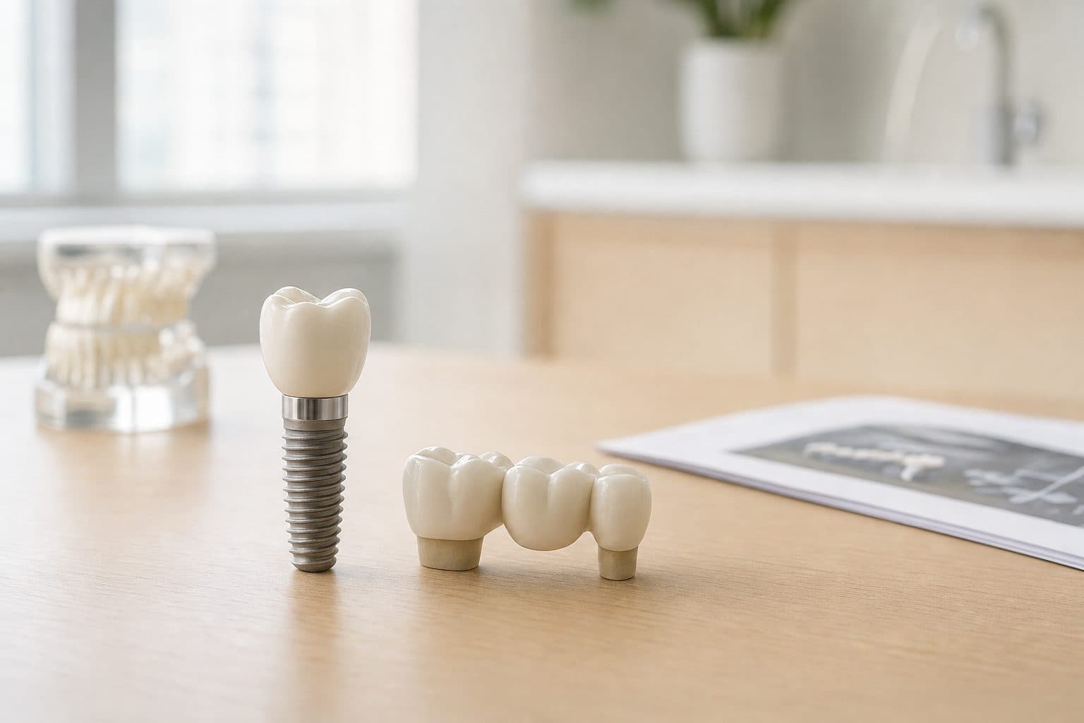 Implant dentar sau punte dentară: ce e mai bine și ce preț are un implant dentar în București când îți lipsește un singur dinte?